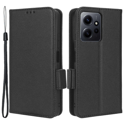 For Xiaomi Redmi Note 12 4G PU Leather Protective Cover Litchi Texture Flip Book Stand Wallet Phone Case