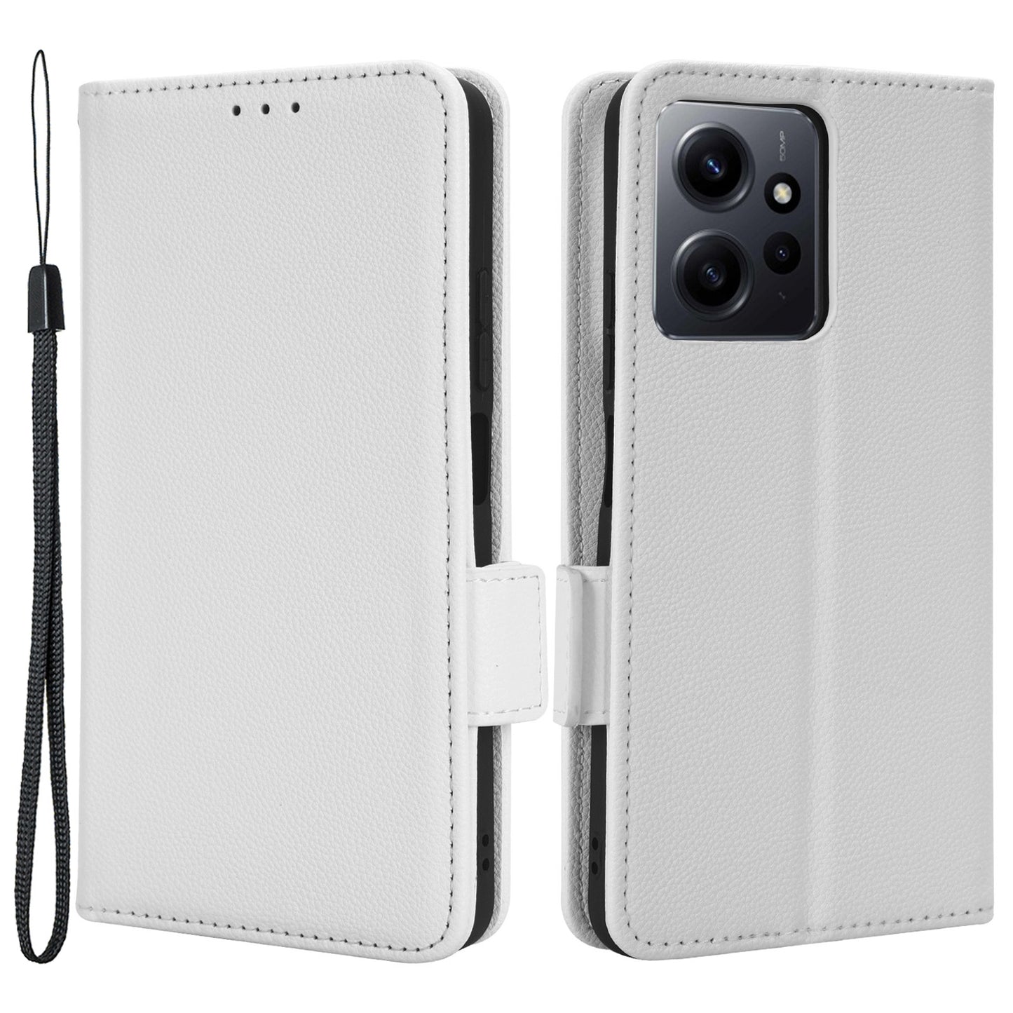 For Xiaomi Redmi Note 12 4G PU Leather Protective Cover Litchi Texture Flip Book Stand Wallet Phone Case