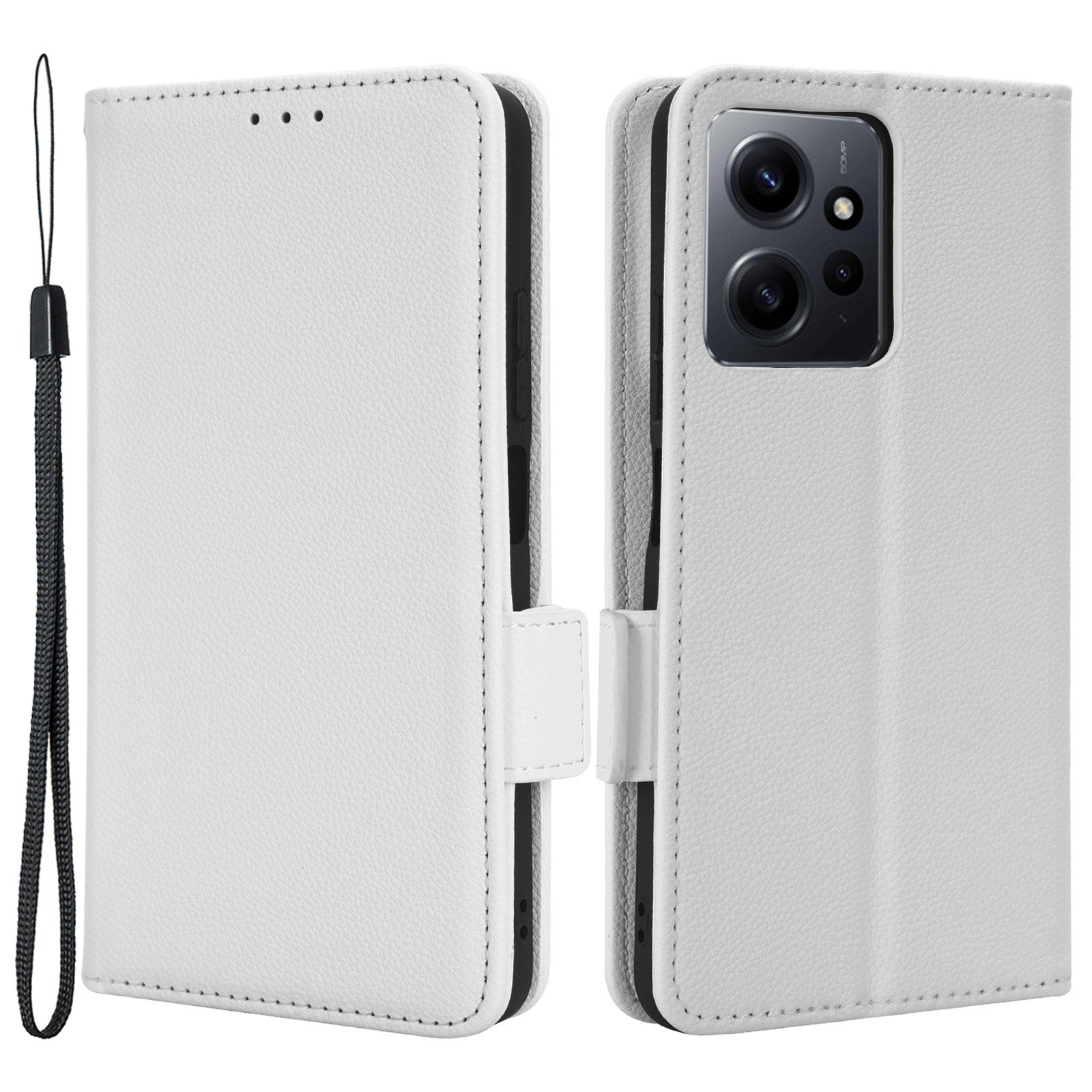 For Xiaomi Redmi Note 12 4G PU Leather Protective Cover Litchi Texture Flip Book Stand Wallet Phone Case