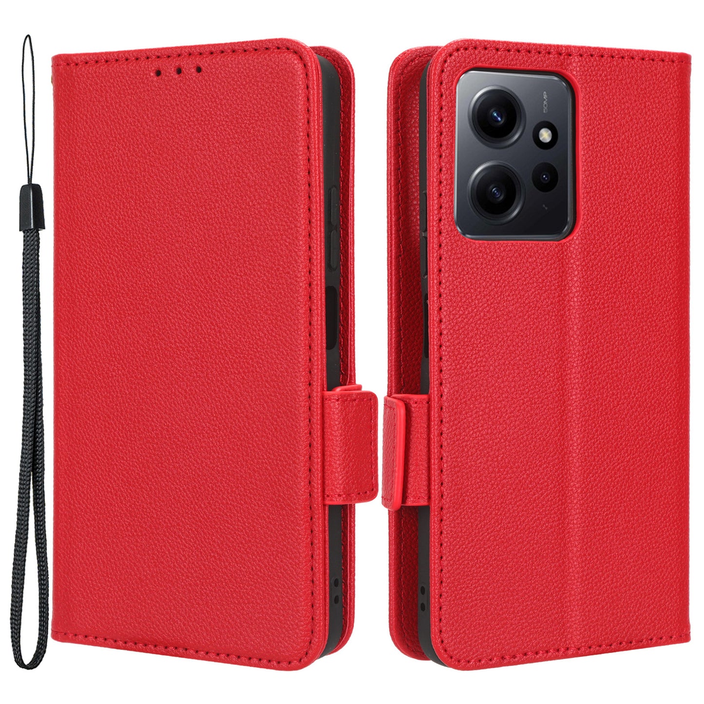 For Xiaomi Redmi Note 12 4G PU Leather Protective Cover Litchi Texture Flip Book Stand Wallet Phone Case