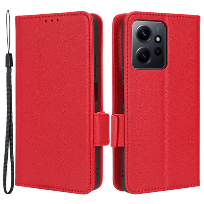 For Xiaomi Redmi Note 12 4G PU Leather Protective Cover Litchi Texture Flip Book Stand Wallet Phone Case