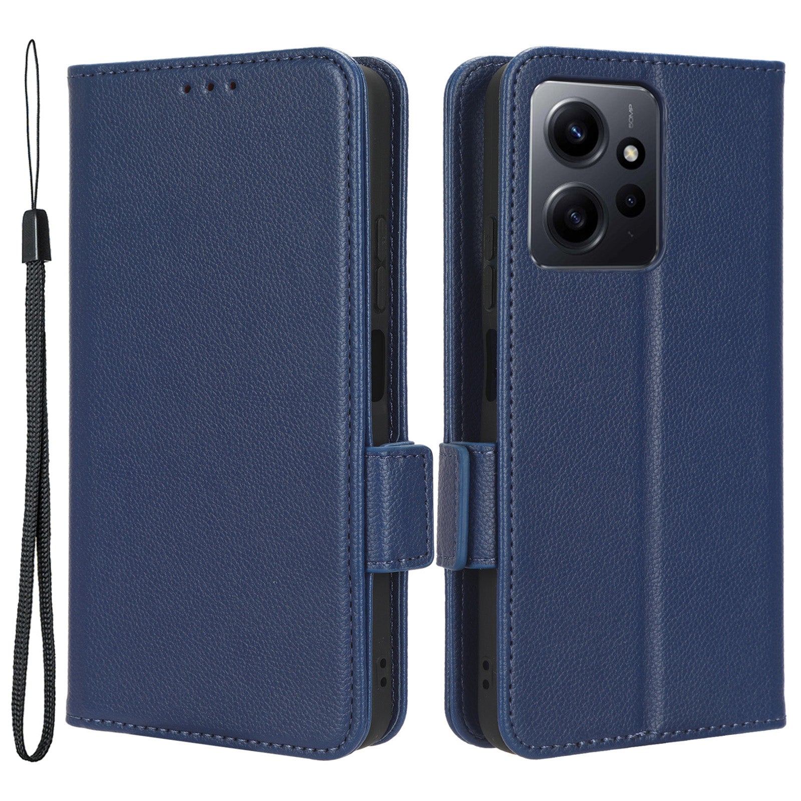 For Xiaomi Redmi Note 12 4G PU Leather Protective Cover Litchi Texture Flip Book Stand Wallet Phone Case