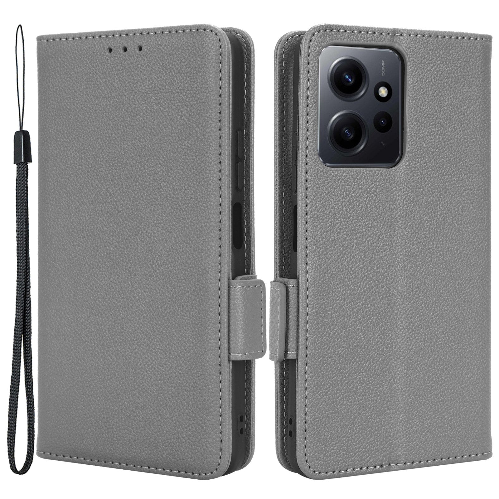 For Xiaomi Redmi Note 12 4G PU Leather Protective Cover Litchi Texture Flip Book Stand Wallet Phone Case