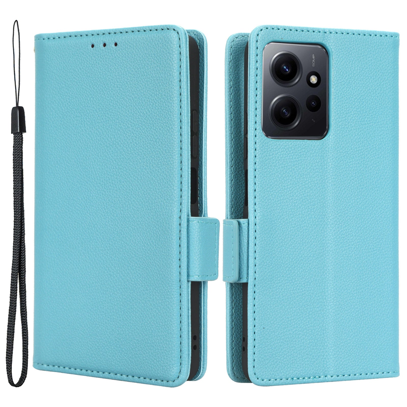 For Xiaomi Redmi Note 12 4G PU Leather Protective Cover Litchi Texture Flip Book Stand Wallet Phone Case
