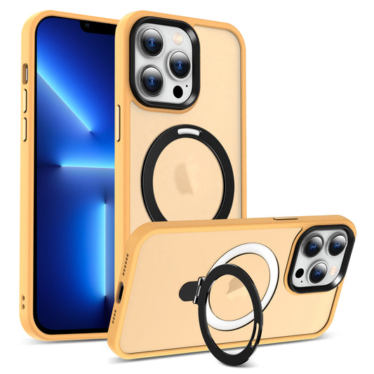 For iPhone 13 Pro 6.1 inch Magnetic Phone Case Compatible with MagSafe PC+TPU Ring Kickstand Cover