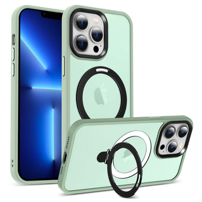 For iPhone 13 Pro 6.1 inch Magnetic Phone Case Compatible with MagSafe PC+TPU Ring Kickstand Cover