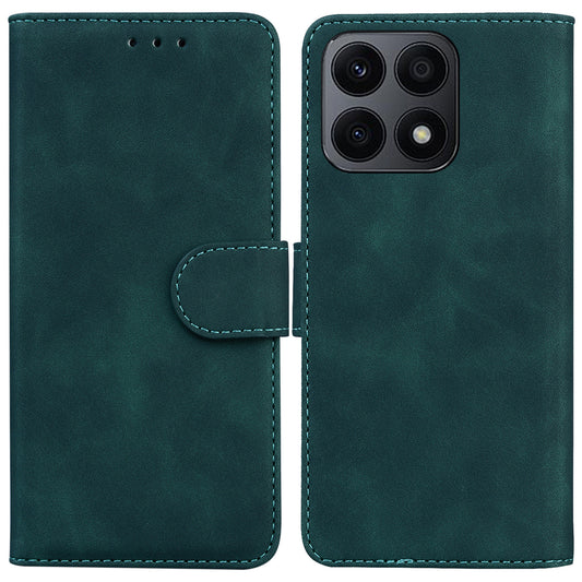 For Honor X8a 4G Wallet Phone Case Solid Color PU Leather Smartphone Cover with Stand