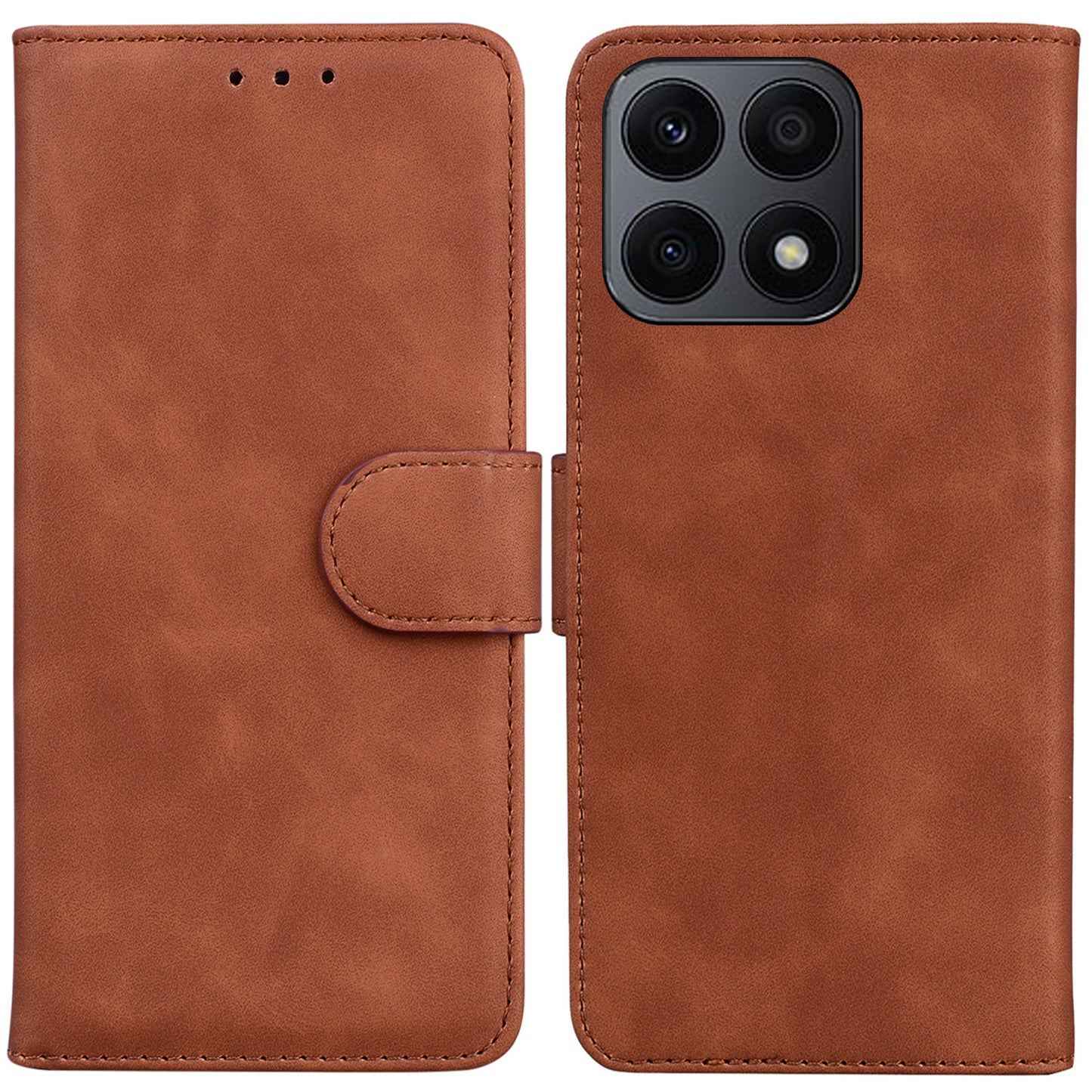 For Honor X8a 4G Wallet Phone Case Solid Color PU Leather Smartphone Cover with Stand