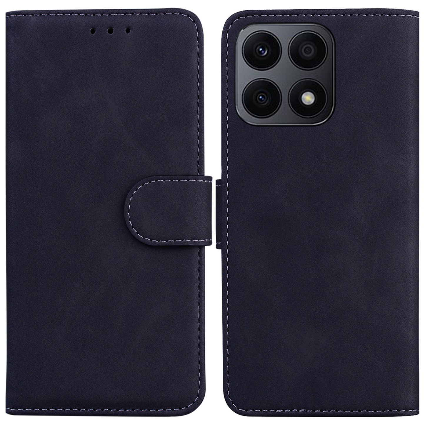 For Honor X8a 4G Wallet Phone Case Solid Color PU Leather Smartphone Cover with Stand