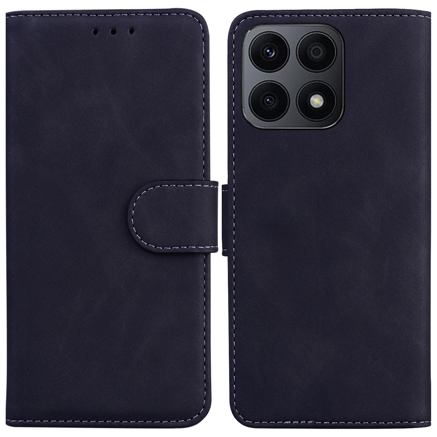 For Honor X8a 4G Wallet Phone Case Solid Color PU Leather Smartphone Cover with Stand