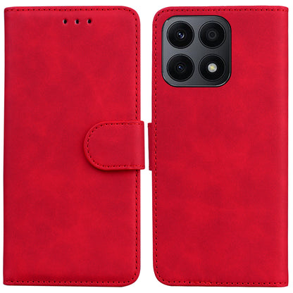For Honor X8a 4G Wallet Phone Case Solid Color PU Leather Smartphone Cover with Stand