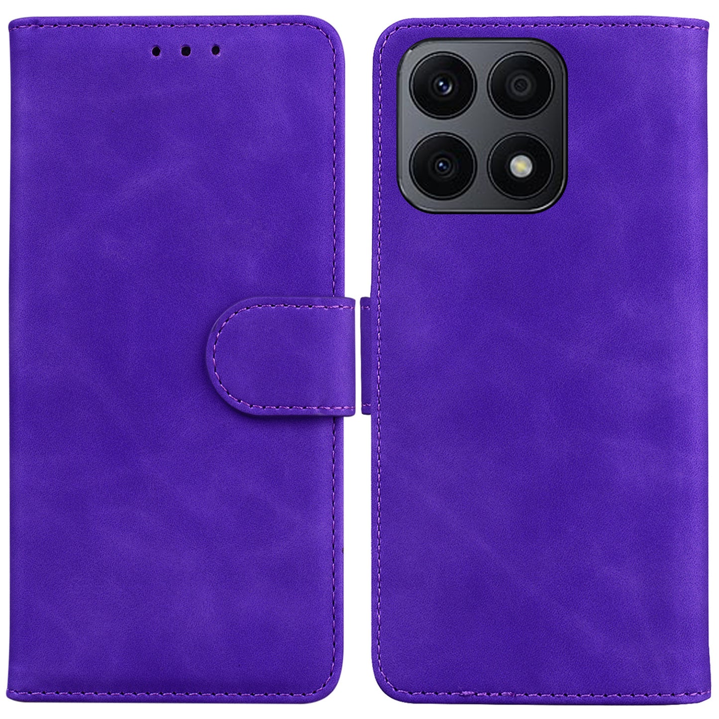 For Honor X8a 4G Wallet Phone Case Solid Color PU Leather Smartphone Cover with Stand