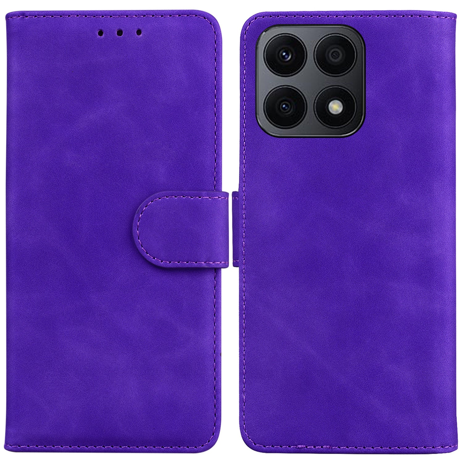 For Honor X8a 4G Wallet Phone Case Solid Color PU Leather Smartphone Cover with Stand