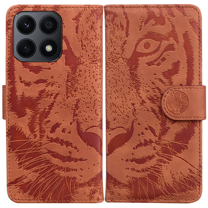 For Honor X8a 4G Wallet Case Tiger Imprinted PU Leather Flip Folio Phone Cover with Stand