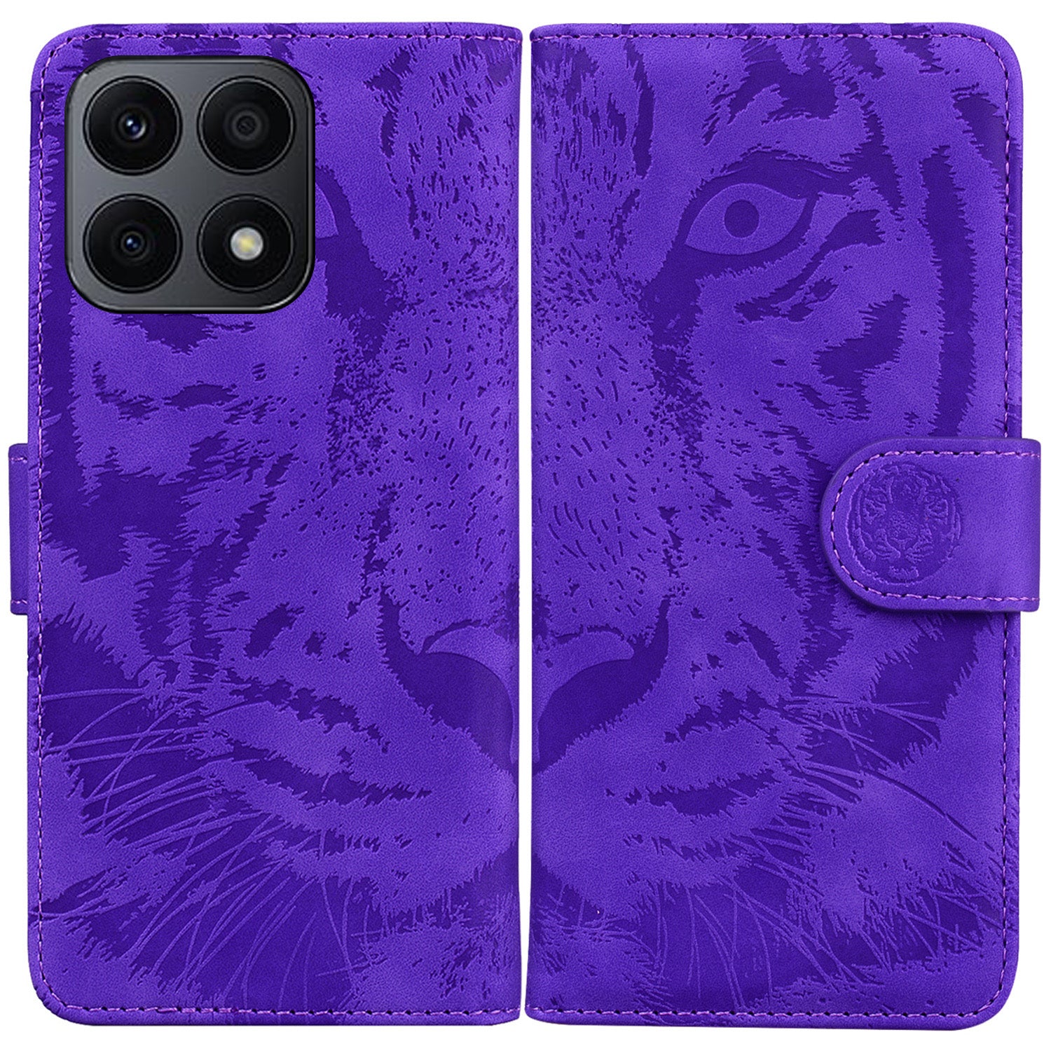 For Honor X8a 4G Wallet Case Tiger Imprinted PU Leather Flip Folio Phone Cover with Stand