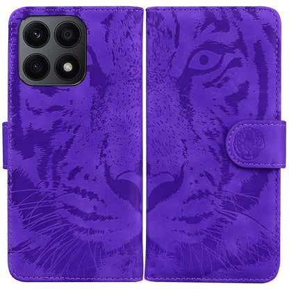 For Honor X8a 4G Wallet Case Tiger Imprinted PU Leather Flip Folio Phone Cover with Stand