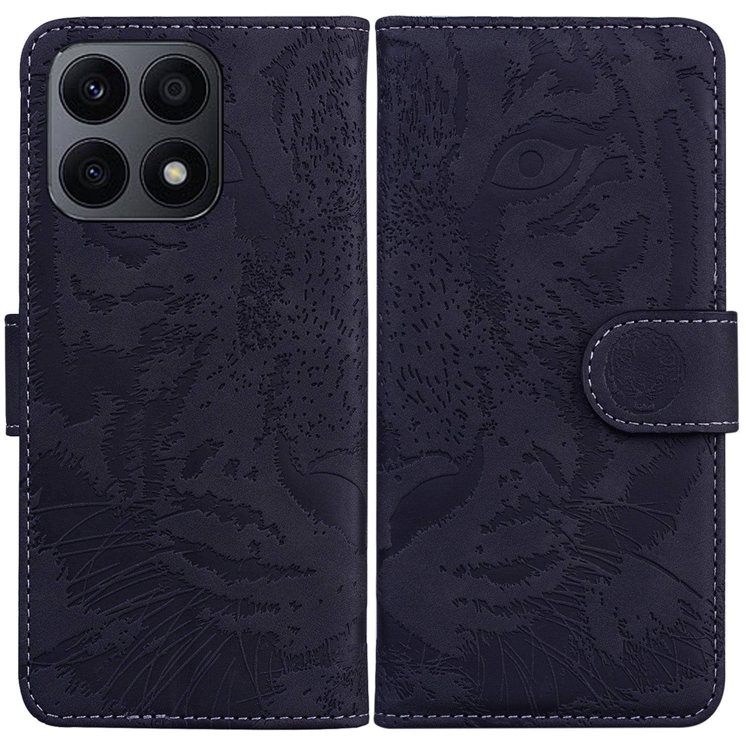 For Honor X8a 4G Wallet Case Tiger Imprinted PU Leather Flip Folio Phone Cover with Stand