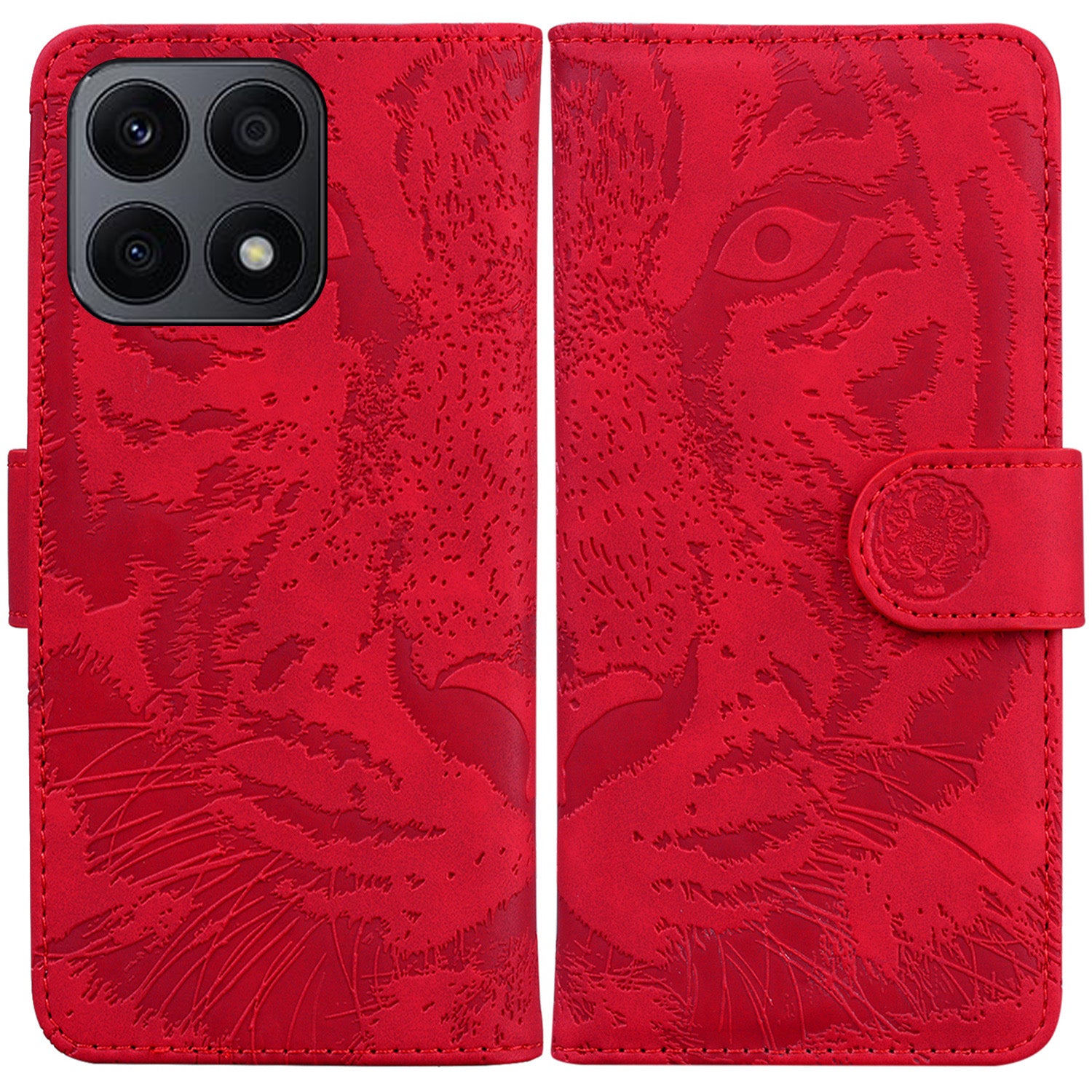 For Honor X8a 4G Wallet Case Tiger Imprinted PU Leather Flip Folio Phone Cover with Stand