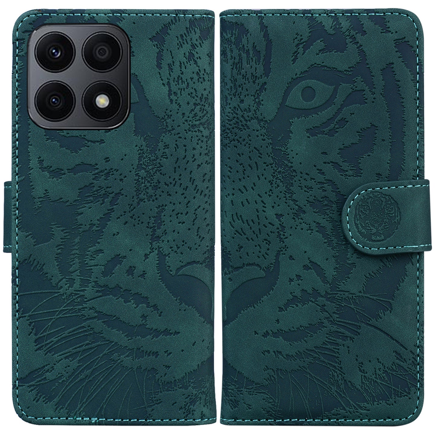 For Honor X8a 4G Wallet Case Tiger Imprinted PU Leather Flip Folio Phone Cover with Stand