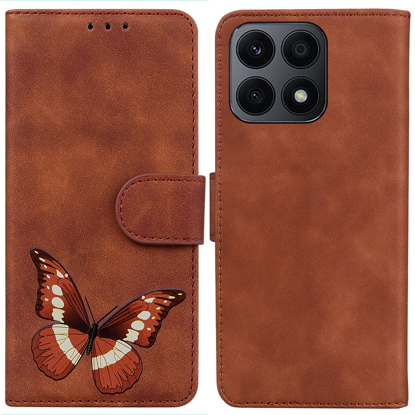 For Honor X8a 4G Anti-Fading PU Leather Phone Cover Butterfly Printing Wallet Stand Anti-drop Phone Case