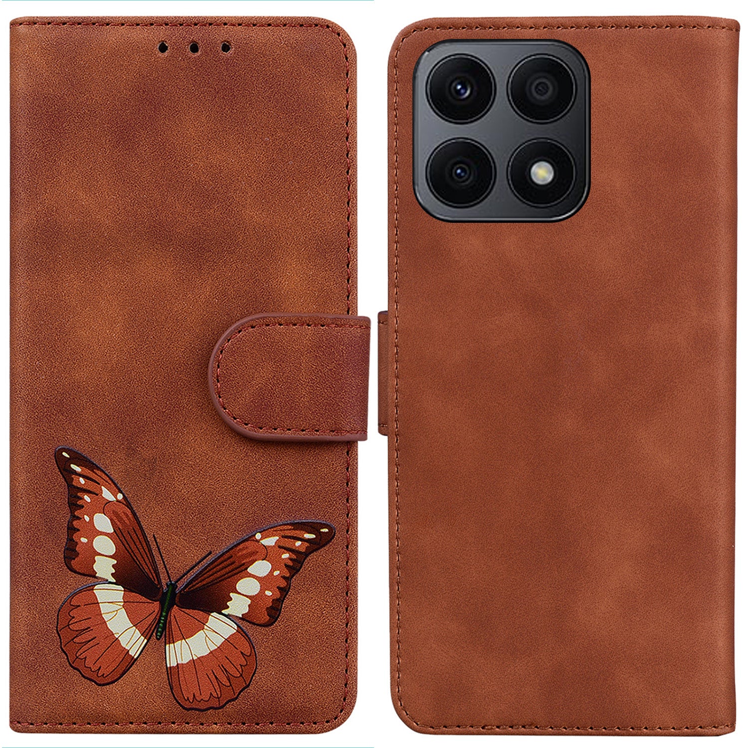 For Honor X8a 4G Anti-Fading PU Leather Phone Cover Butterfly Printing Wallet Stand Anti-drop Phone Case
