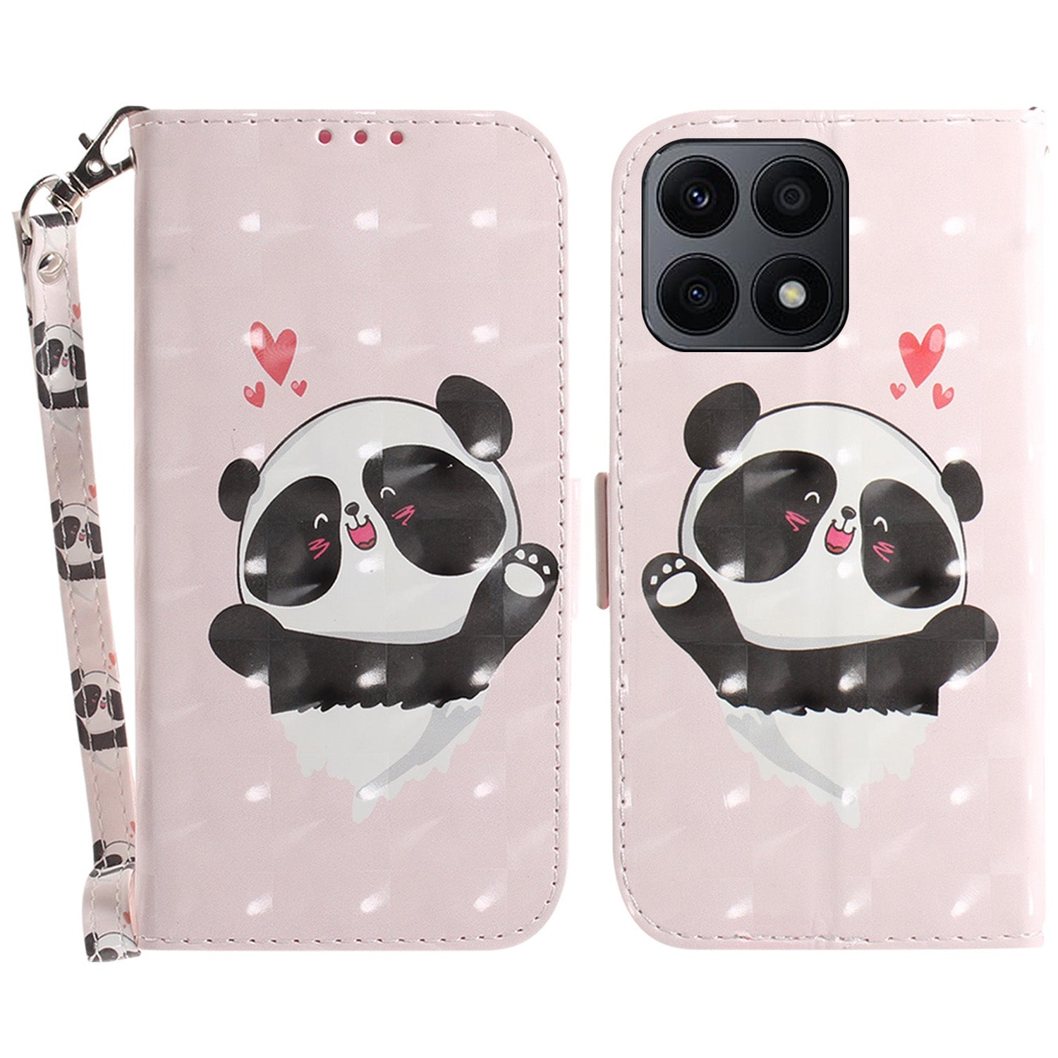 For Honor X8a 4G Phone PU Leather Case, Pattern Printing Wallet Stand Cover with Strap