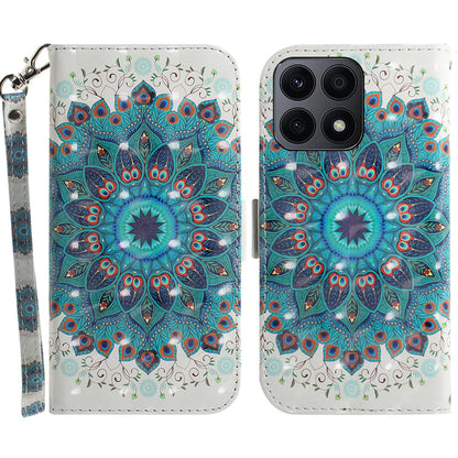 For Honor X8a 4G Phone PU Leather Case, Pattern Printing Wallet Stand Cover with Strap