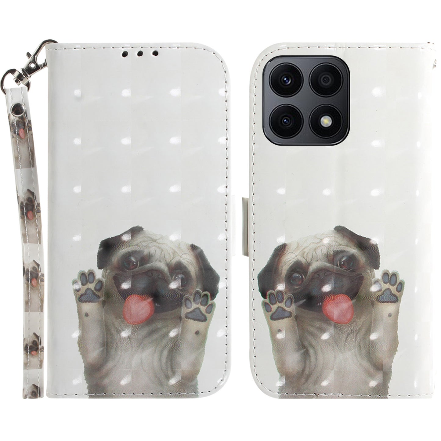 For Honor X8a 4G Phone PU Leather Case, Pattern Printing Wallet Stand Cover with Strap