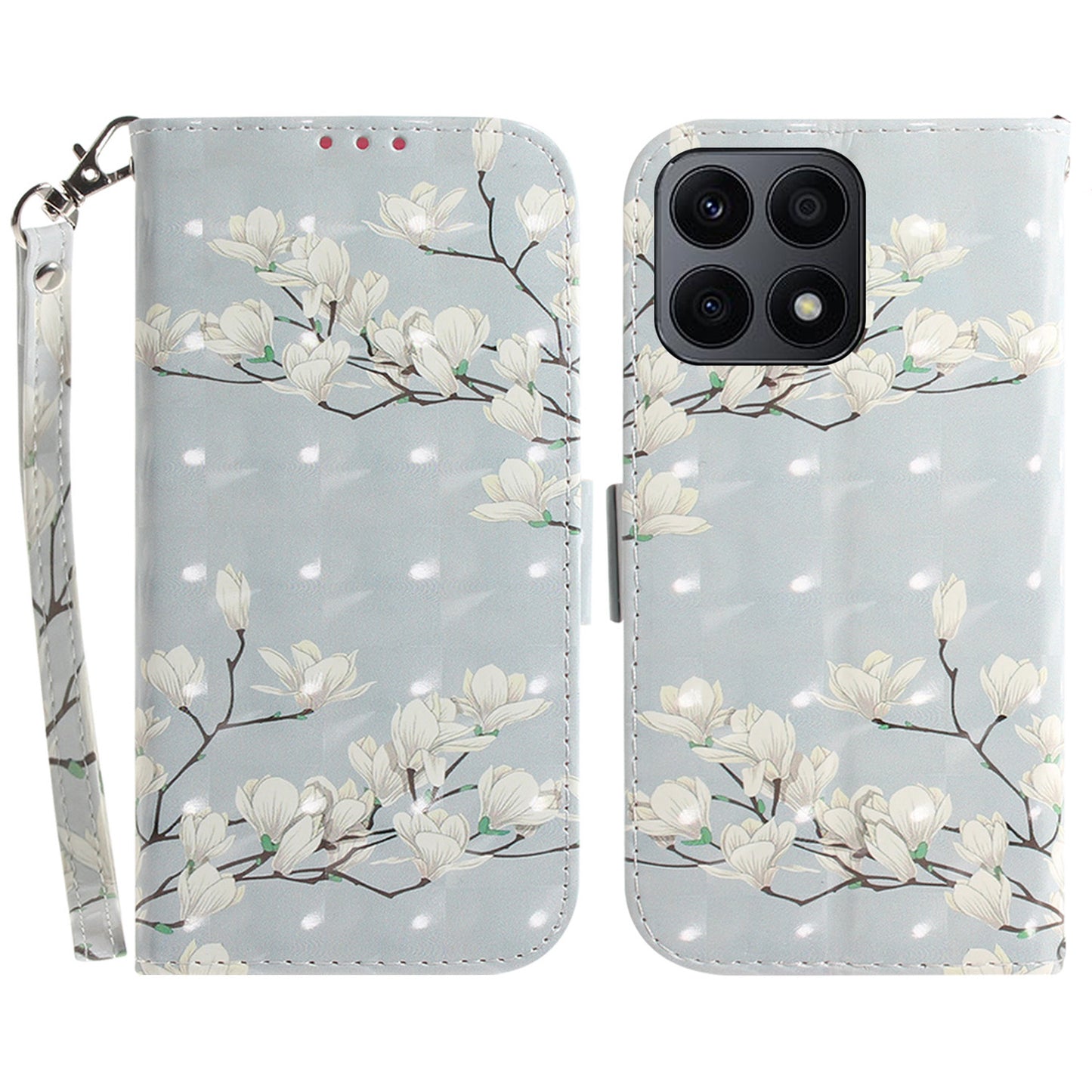 For Honor X8a 4G Phone PU Leather Case, Pattern Printing Wallet Stand Cover with Strap
