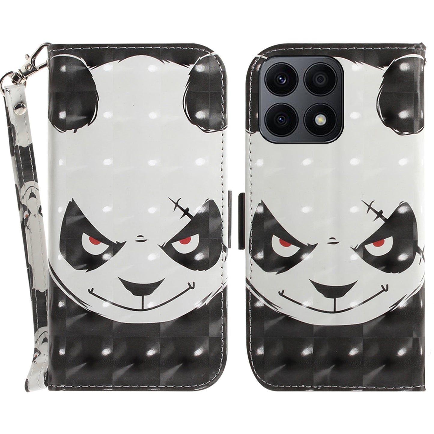 For Honor X8a 4G Phone PU Leather Case, Pattern Printing Wallet Stand Cover with Strap