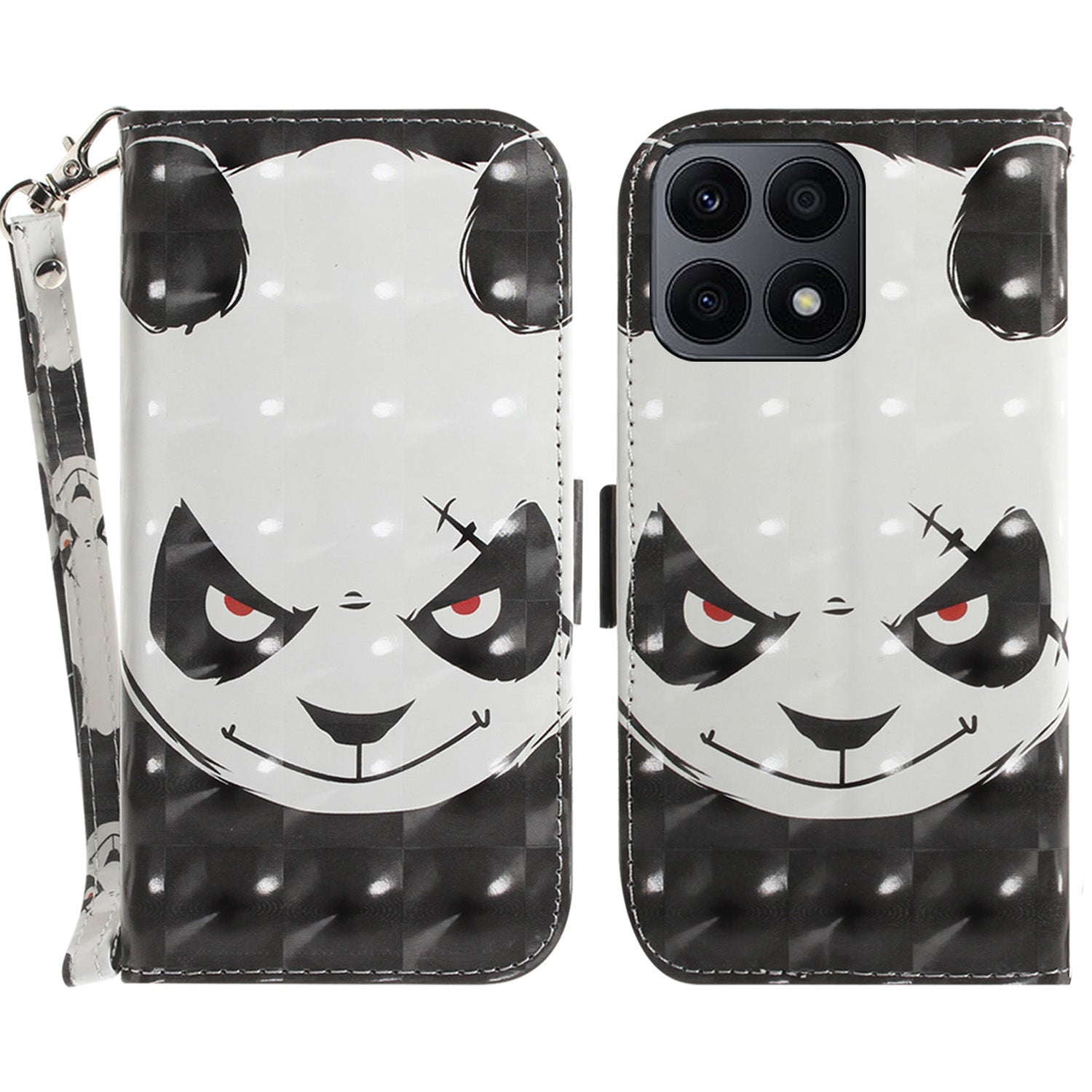 For Honor X8a 4G Phone PU Leather Case, Pattern Printing Wallet Stand Cover with Strap