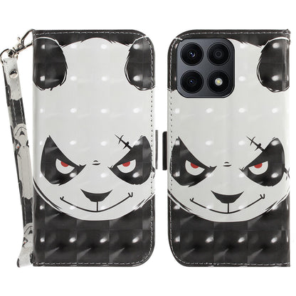 For Honor X8a 4G Phone PU Leather Case, Pattern Printing Wallet Stand Cover with Strap