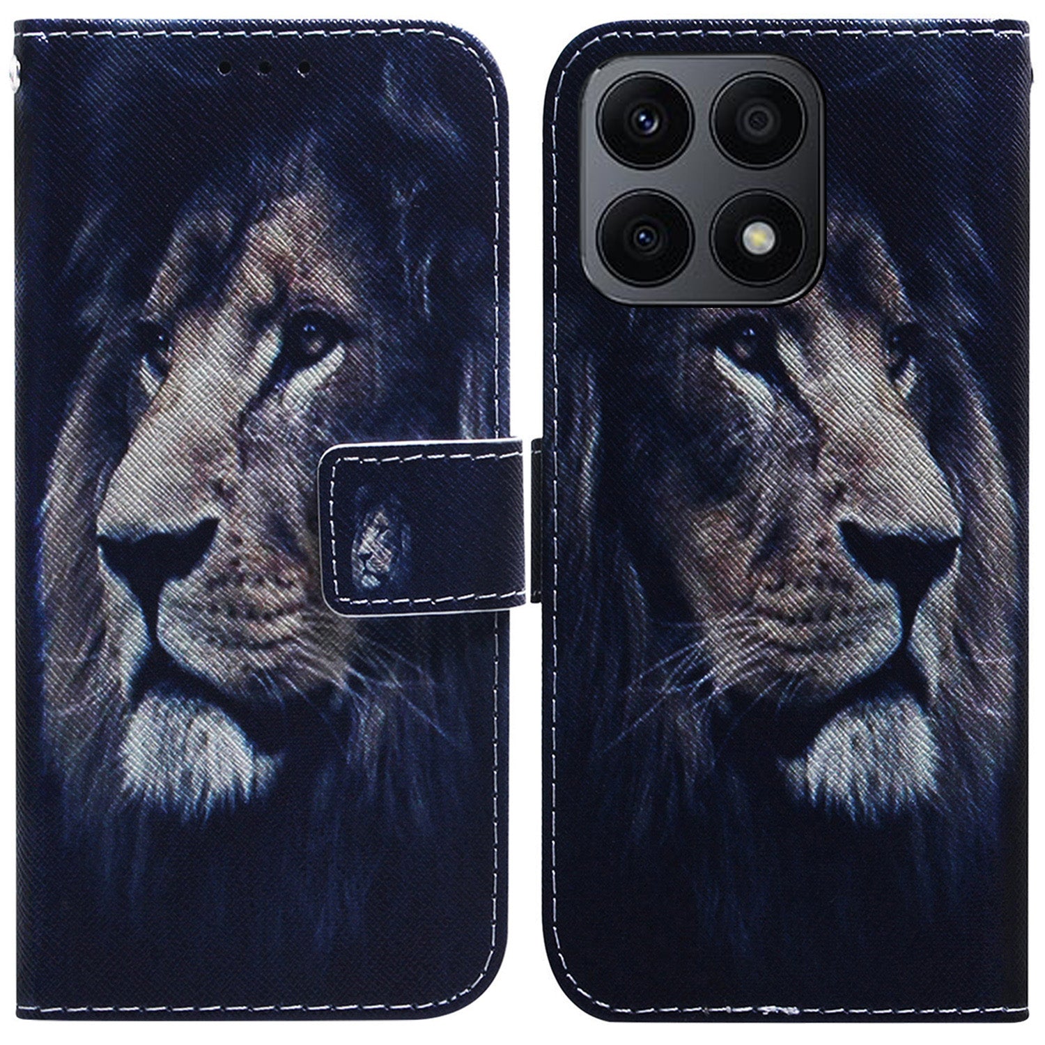 For Honor X8a 4G Shockproof Pattern Printing Phone Case Folio Flip Leather Wallet Shell with Strap