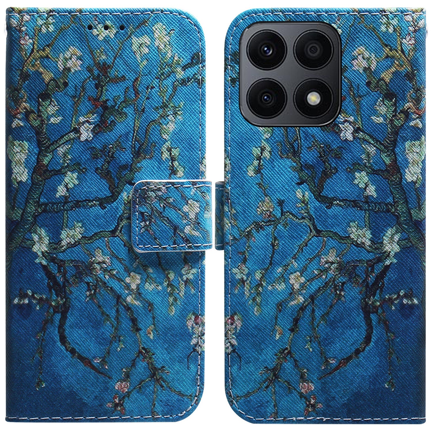 For Honor X8a 4G Shockproof Pattern Printing Phone Case Folio Flip Leather Wallet Shell with Strap