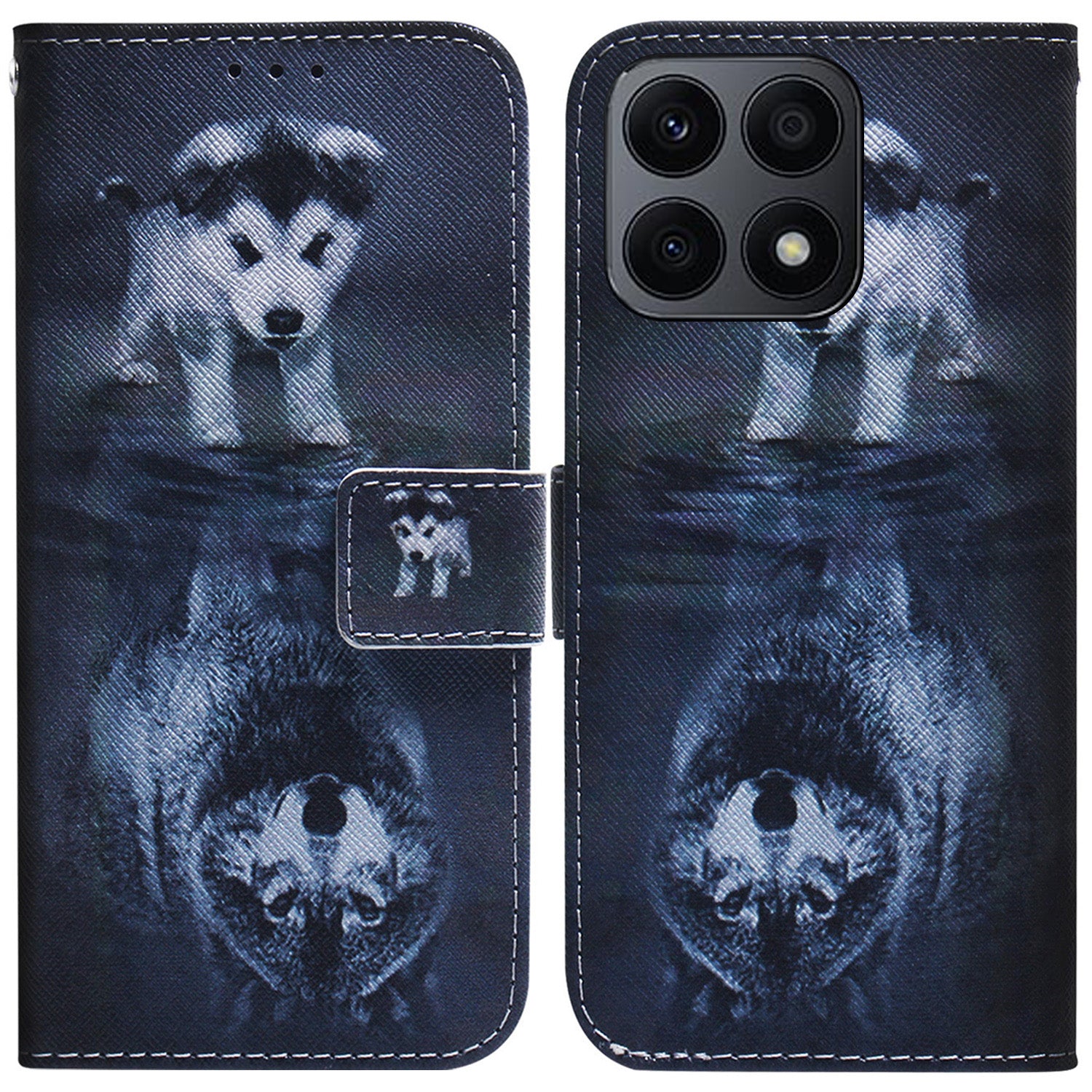 For Honor X8a 4G Shockproof Pattern Printing Phone Case Folio Flip Leather Wallet Shell with Strap