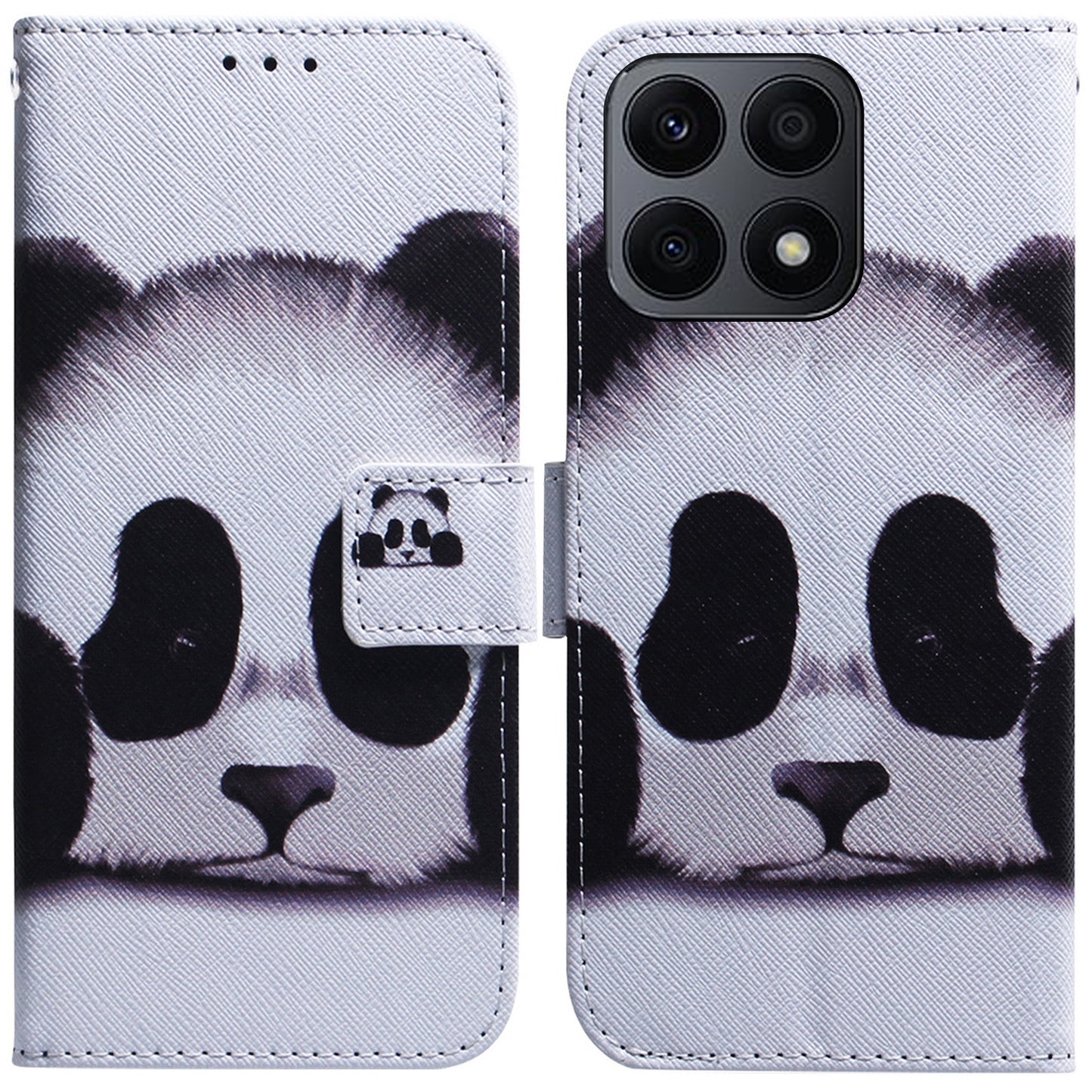 For Honor X8a 4G Shockproof Pattern Printing Phone Case Folio Flip Leather Wallet Shell with Strap