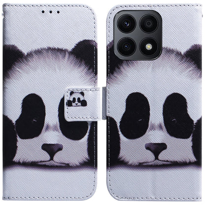 For Honor X8a 4G Shockproof Pattern Printing Phone Case Folio Flip Leather Wallet Shell with Strap