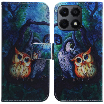For Honor X8a 4G Shockproof Pattern Printing Phone Case Folio Flip Leather Wallet Shell with Strap