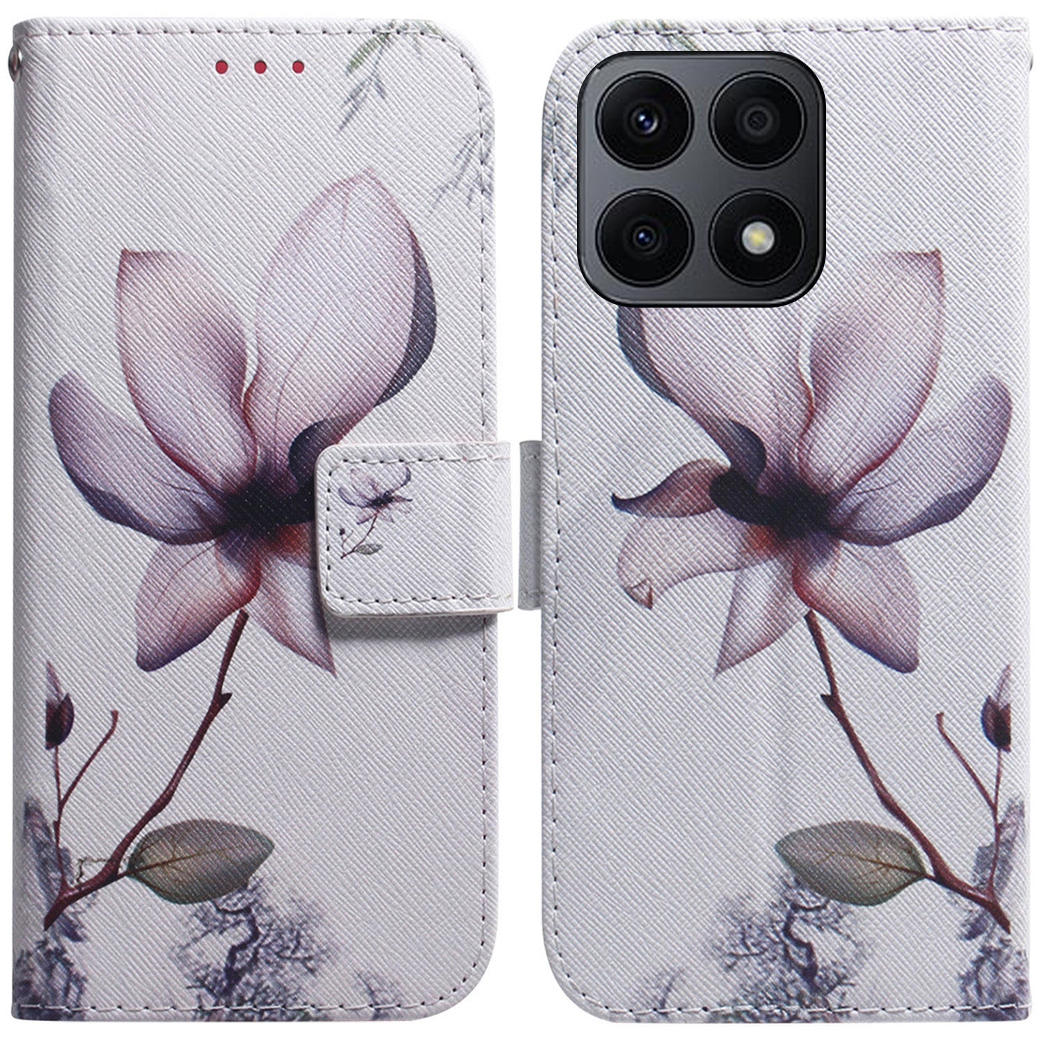 For Honor X8a 4G Shockproof Pattern Printing Phone Case Folio Flip Leather Wallet Shell with Strap