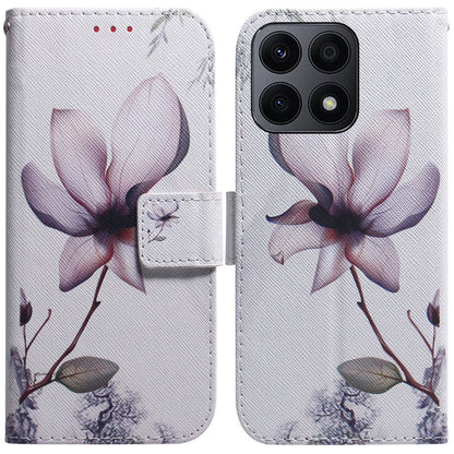 For Honor X8a 4G Shockproof Pattern Printing Phone Case Folio Flip Leather Wallet Shell with Strap