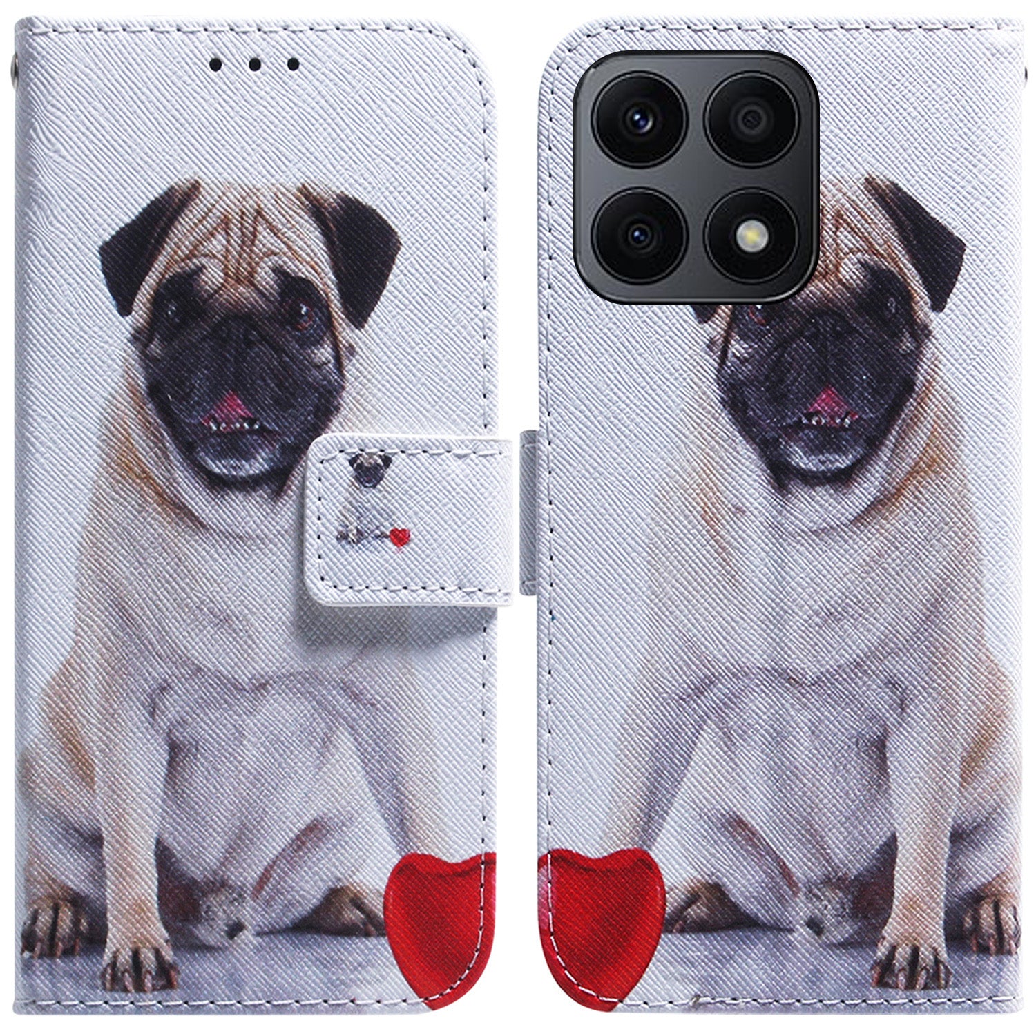 For Honor X8a 4G Shockproof Pattern Printing Phone Case Folio Flip Leather Wallet Shell with Strap
