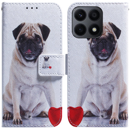 For Honor X8a 4G Shockproof Pattern Printing Phone Case Folio Flip Leather Wallet Shell with Strap