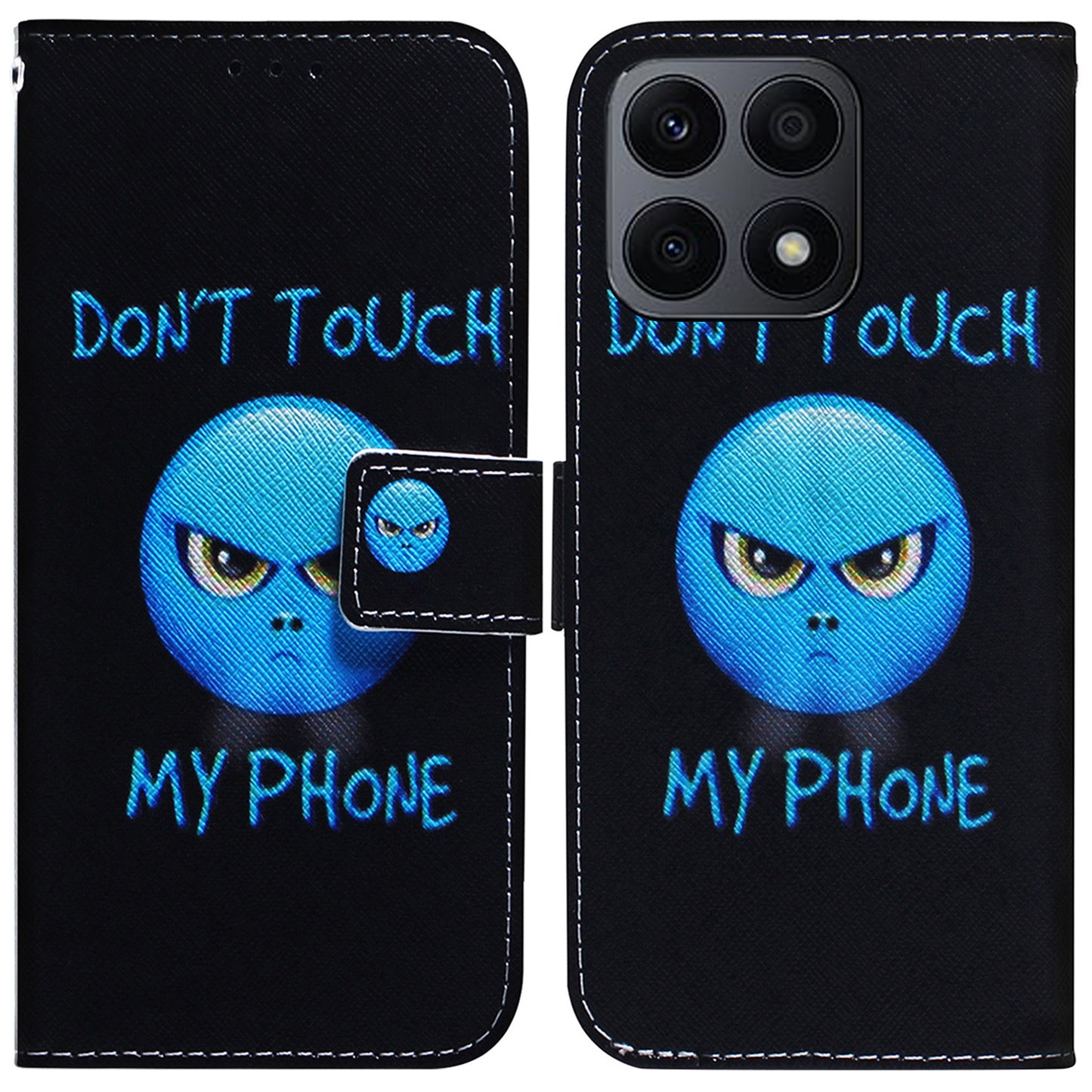 For Honor X8a 4G Shockproof Pattern Printing Phone Case Folio Flip Leather Wallet Shell with Strap