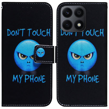 For Honor X8a 4G Shockproof Pattern Printing Phone Case Folio Flip Leather Wallet Shell with Strap