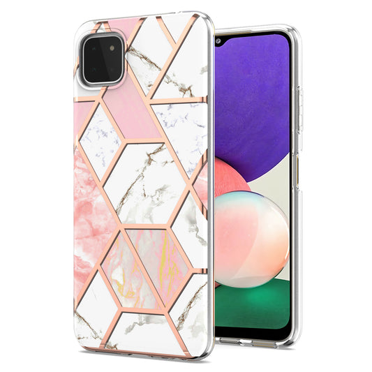 YB IMD Series-3 Soft TPU Case for Samsung Galaxy A22 5G (EU Version) , Marble Pattern IMD IML Double-sided Electroplating Cover