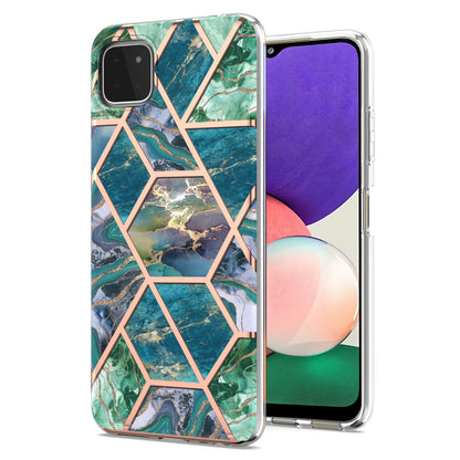 YB IMD Series-3 Soft TPU Case for Samsung Galaxy A22 5G (EU Version) , Marble Pattern IMD IML Double-sided Electroplating Cover