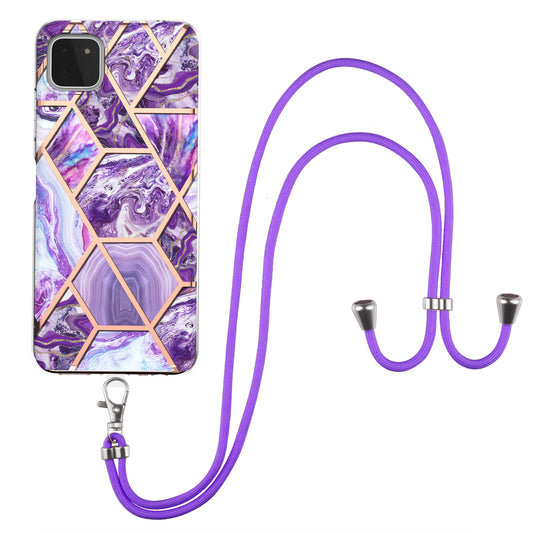 YB IMD Series-5 Phone Cover for Samsung Galaxy A22 5G (EU Version) , Marble Pattern IML IMD Electroplating TPU Phone Case