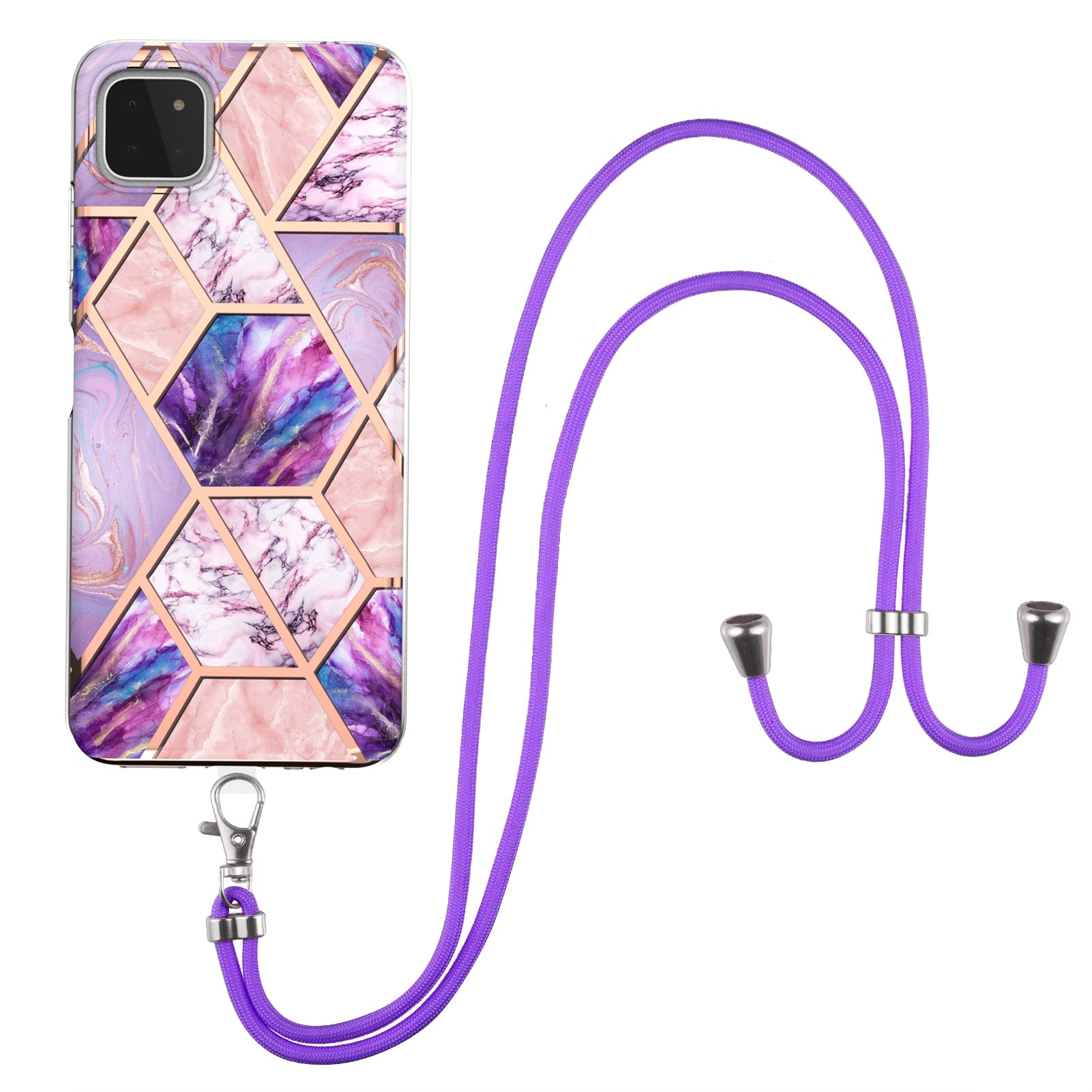 YB IMD Series-5 Phone Cover for Samsung Galaxy A22 5G (EU Version) , Marble Pattern IML IMD Electroplating TPU Phone Case