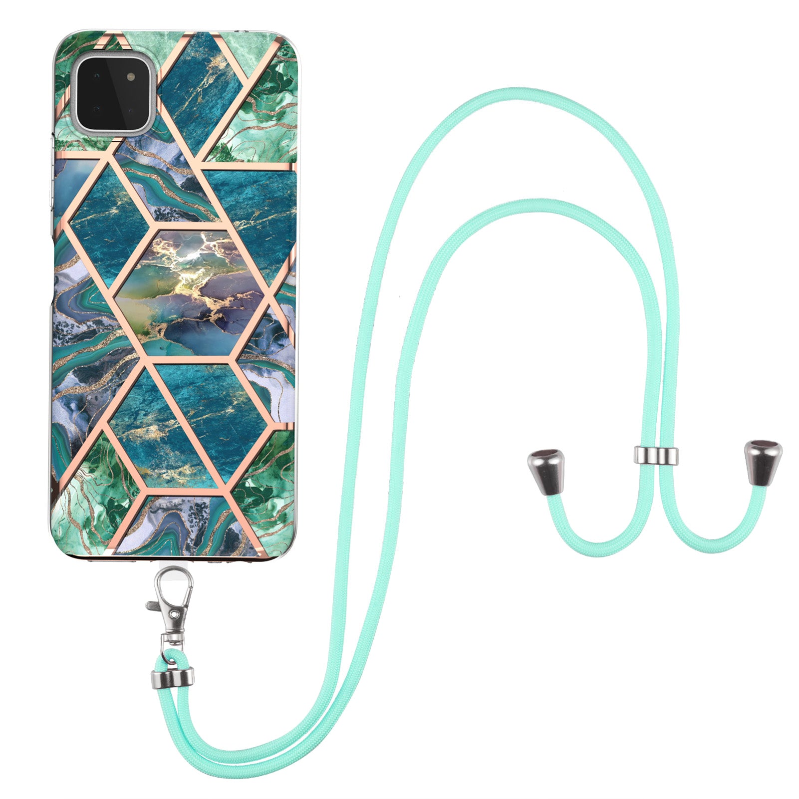 YB IMD Series-5 Phone Cover for Samsung Galaxy A22 5G (EU Version) , Marble Pattern IML IMD Electroplating TPU Phone Case