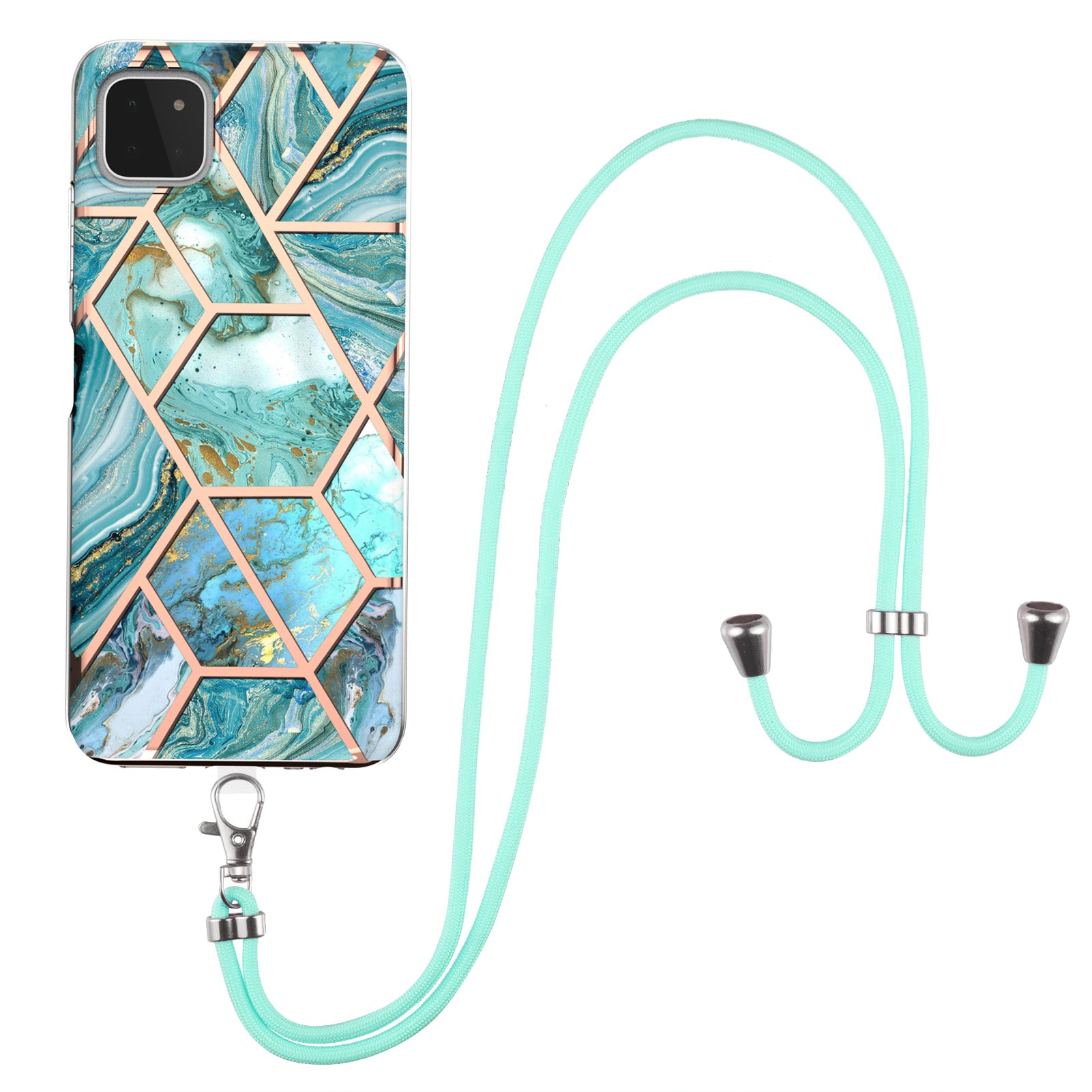 YB IMD Series-5 Phone Cover for Samsung Galaxy A22 5G (EU Version) , Marble Pattern IML IMD Electroplating TPU Phone Case